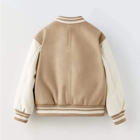 Zara Mixed Varsity Bomber Jacket - Picture 3 of 6